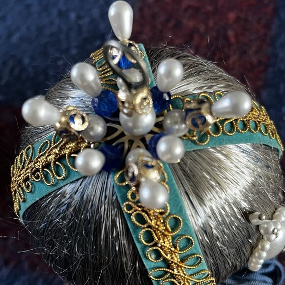 TWO Vintage Sequin Bead Push Pin Christmas Ornaments Hand Made Tassel 70s/80s - Picture 12 of 13